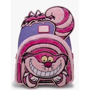 NEW Loungefly Disney Cheshire Cat Alice In Wonderland Fuzzy Striped Backpack